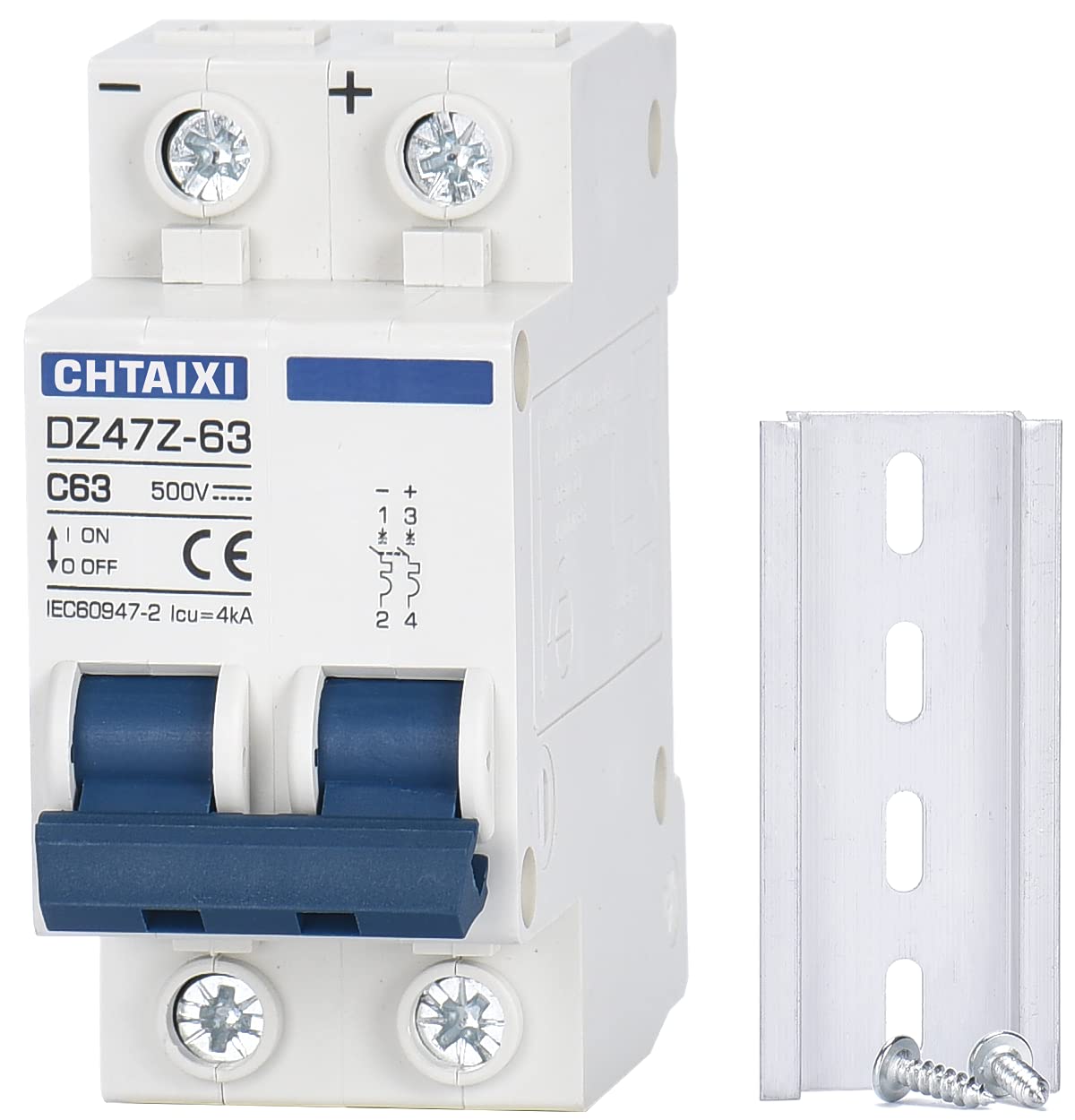 CHTAIXI DC Miniature Circuit Breaker, 2 Pole 500V 63 Amp Isolator